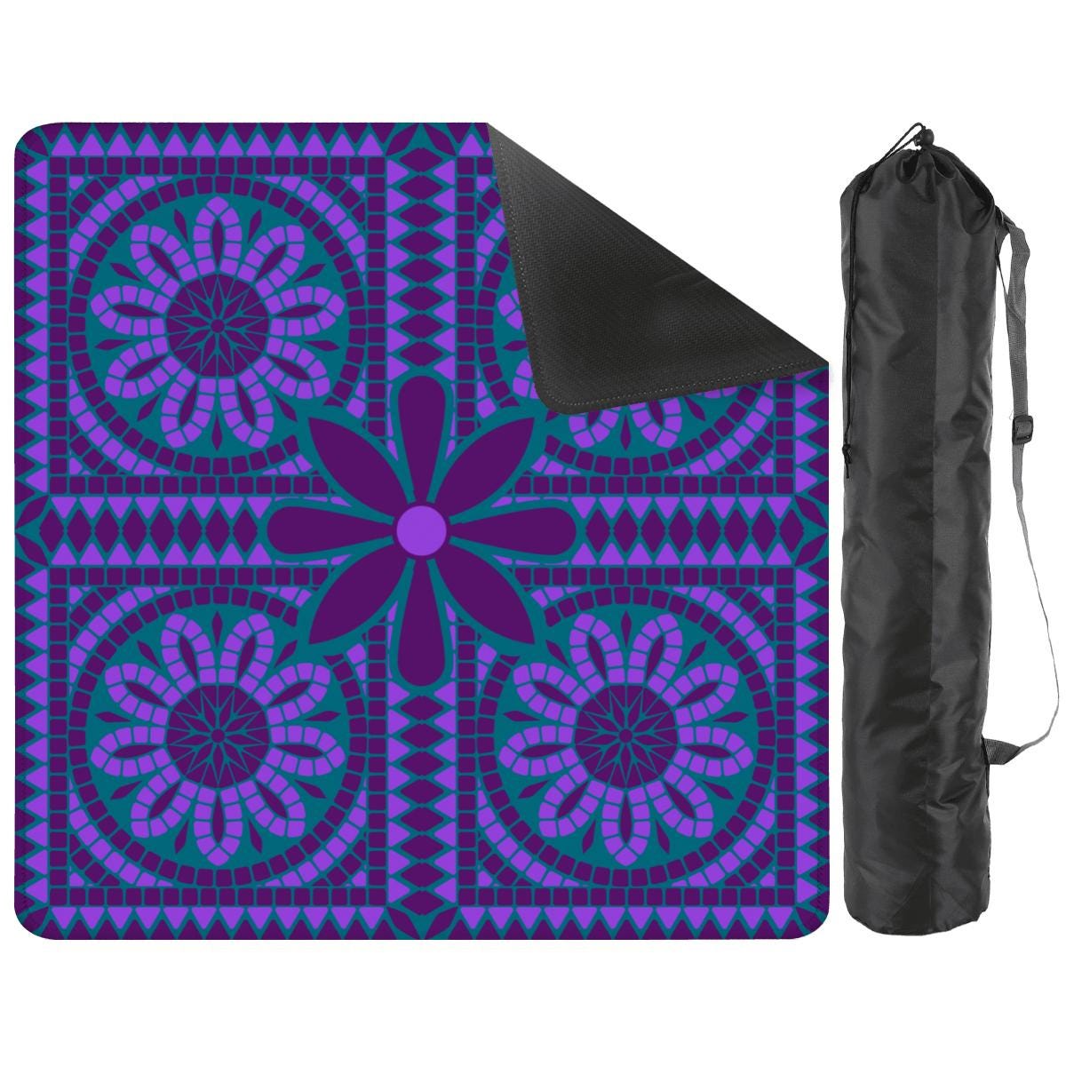 Purple and Teal Tiles Mahjong Mat Tabletop (31.5-inch)