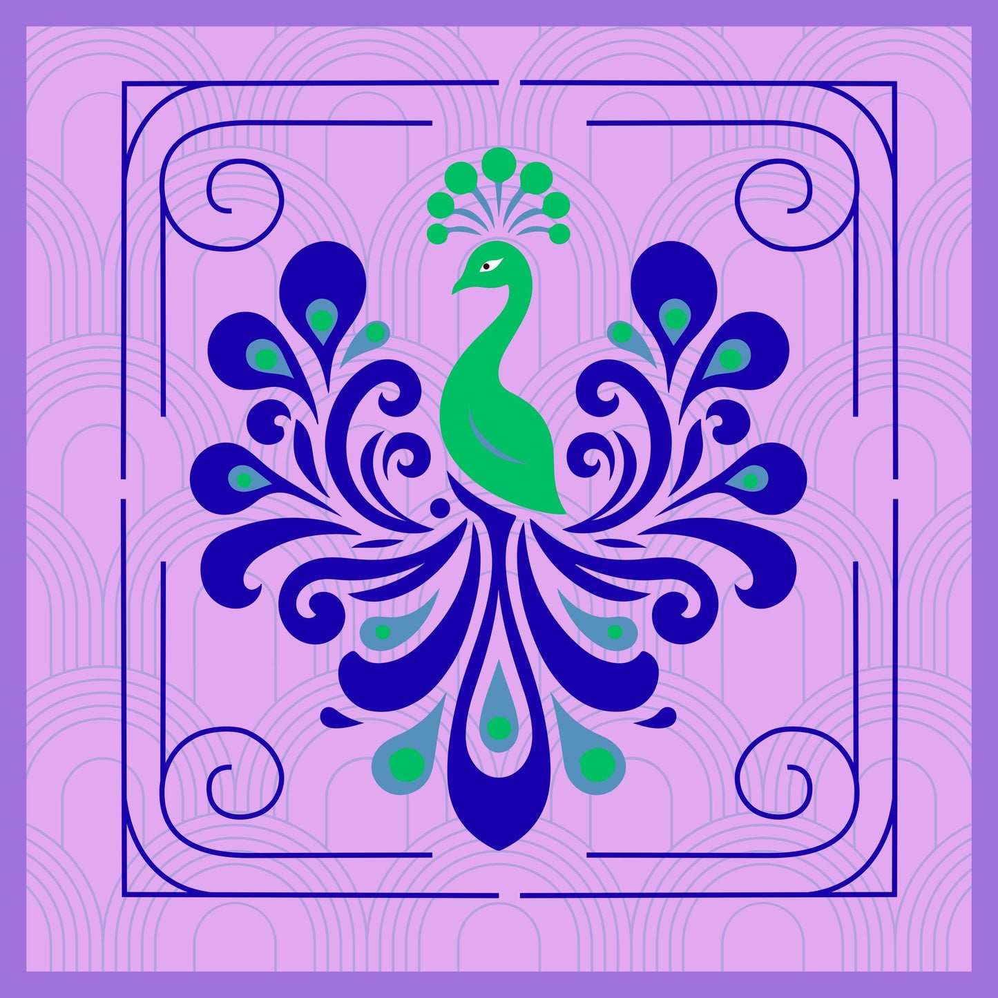 Pretty as a Peacock Mahjong Mats: Non-Slip Polyester, 31.5" Square