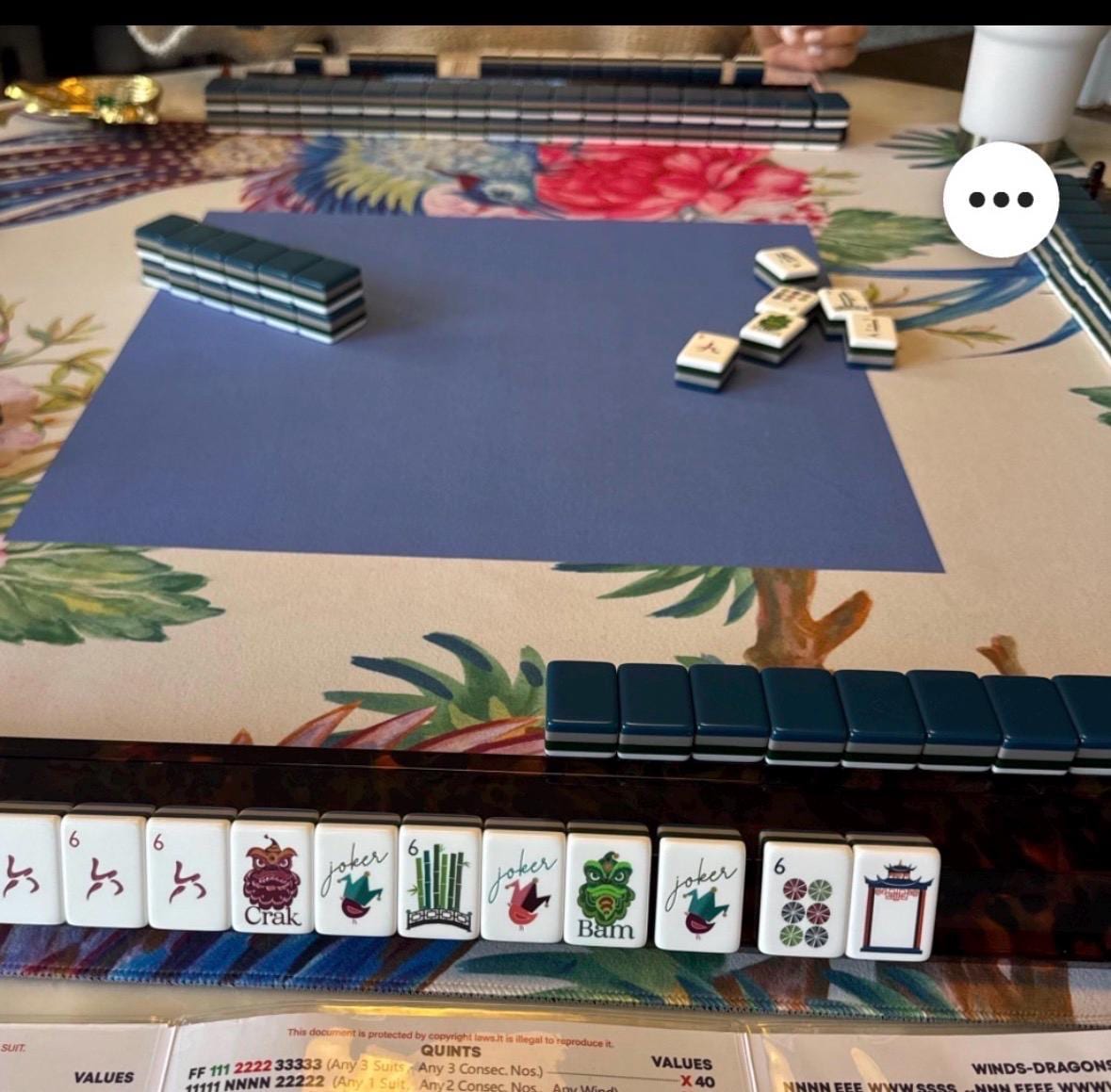 Floral Bam Bird Mahjong Mat: Mahj Game Tabletop (31.5-inch)