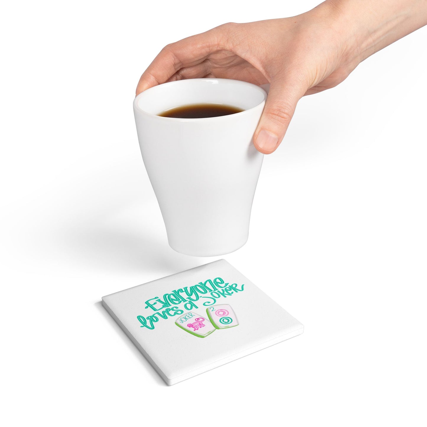 Playful Mahjong Joker Ceramic Coaster, Home Decor, Beverage Holder, Gifts for Mahj, Funny Mahjong Kitchen Accessories