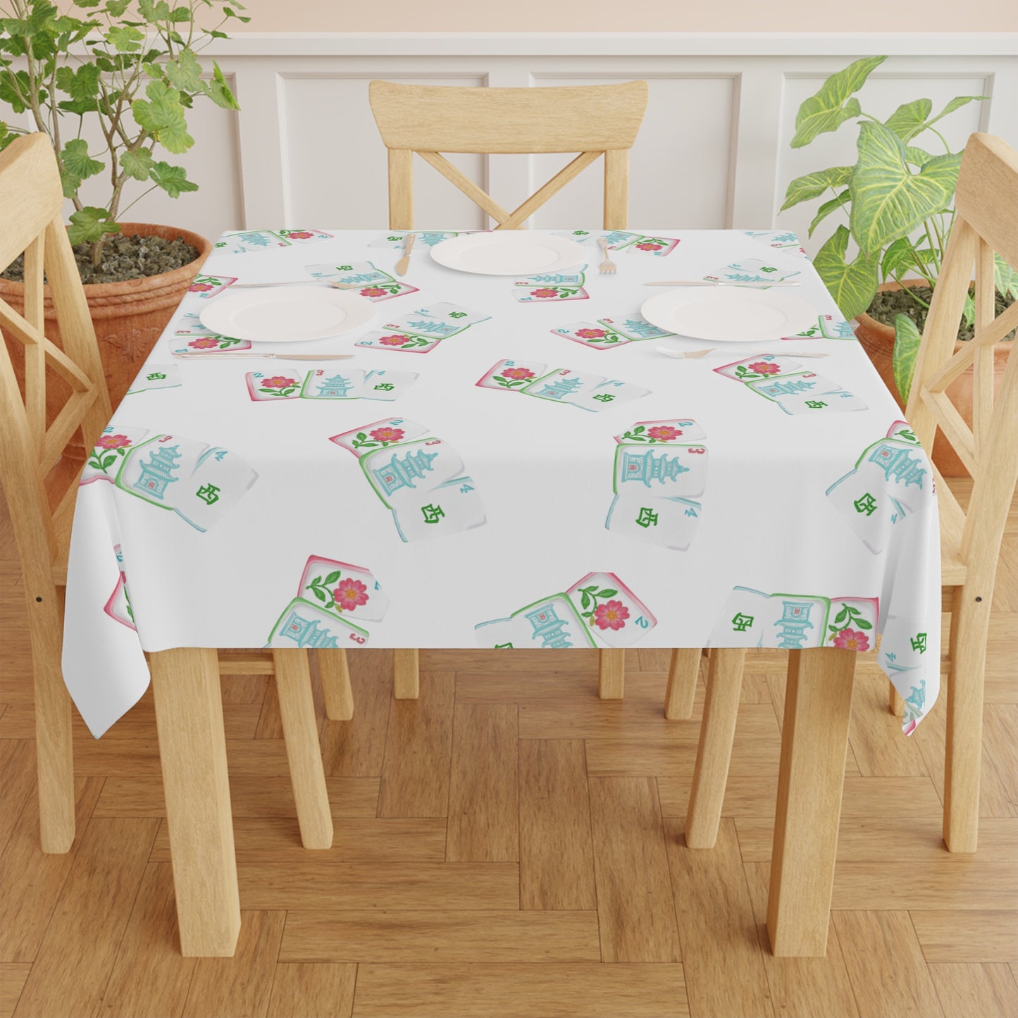 Whimsical Mahjong Tablecloth for Gatherings, Mahj, Summer Parties, Dining Decor, Holiday Celebrations, Picnic Essentials