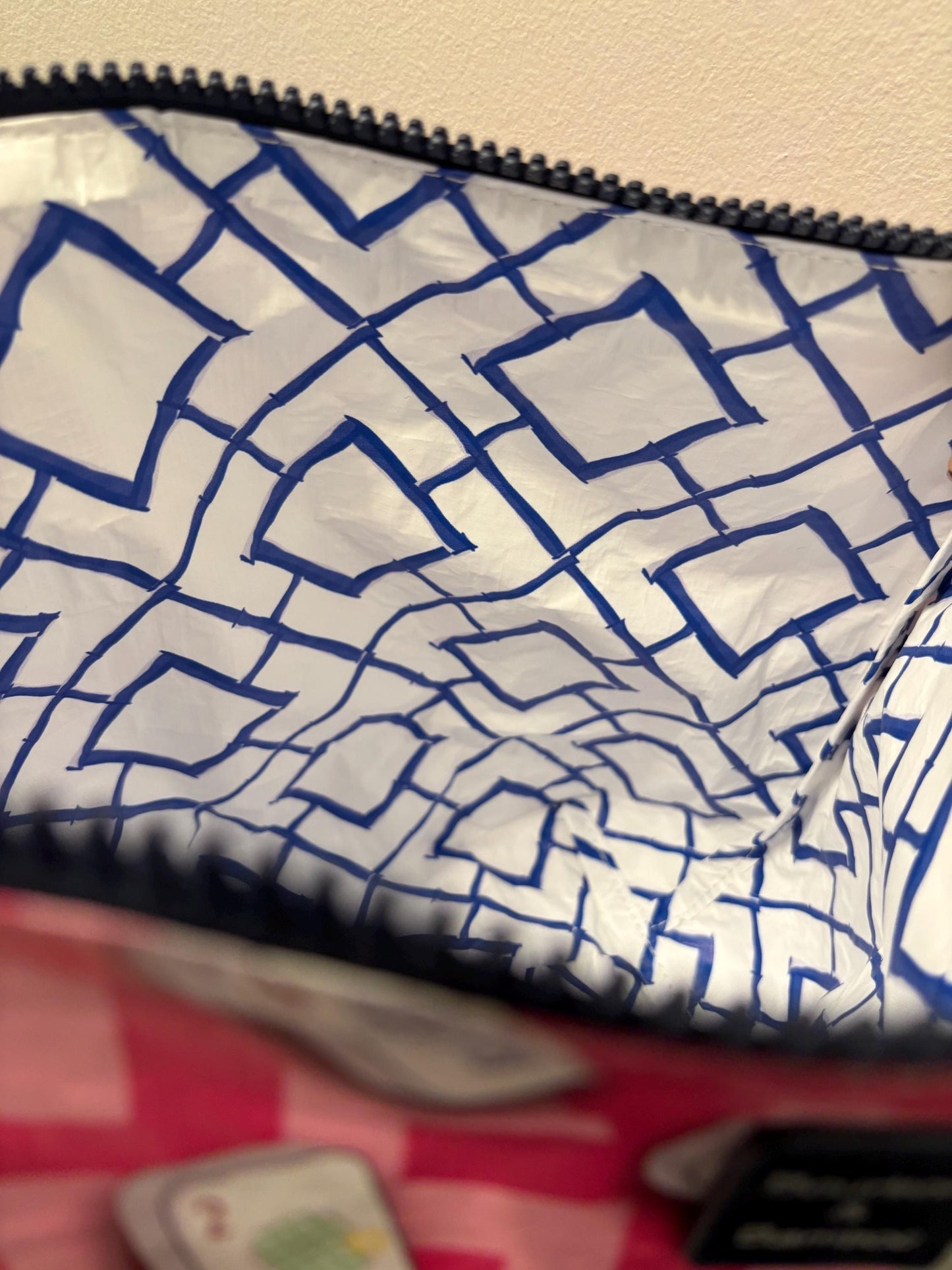 Mahjong Tile Pouch: Pink Travel Bag with Bamboo Zipper