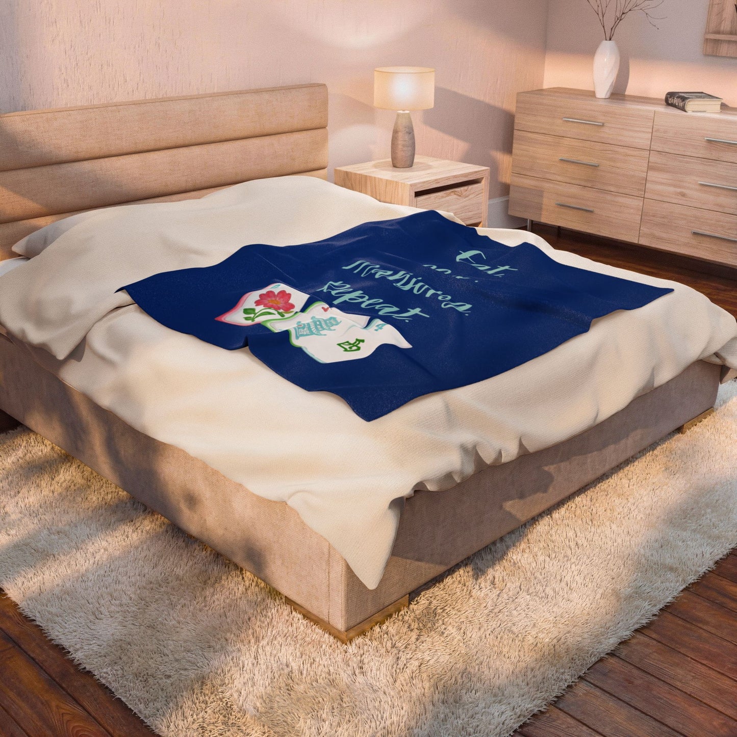 Mahjong Lover Velveteen Plush Blanket, Game Night Gift, Cozy Throw Blanket, Mahjong Player Present, Soft Fleece Blankie