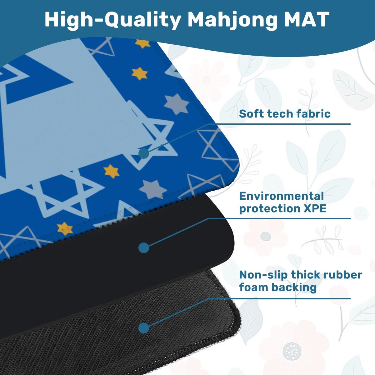 Jewish Star Mahjong Mat: Mahj Game Tabletop (31.5-inch)