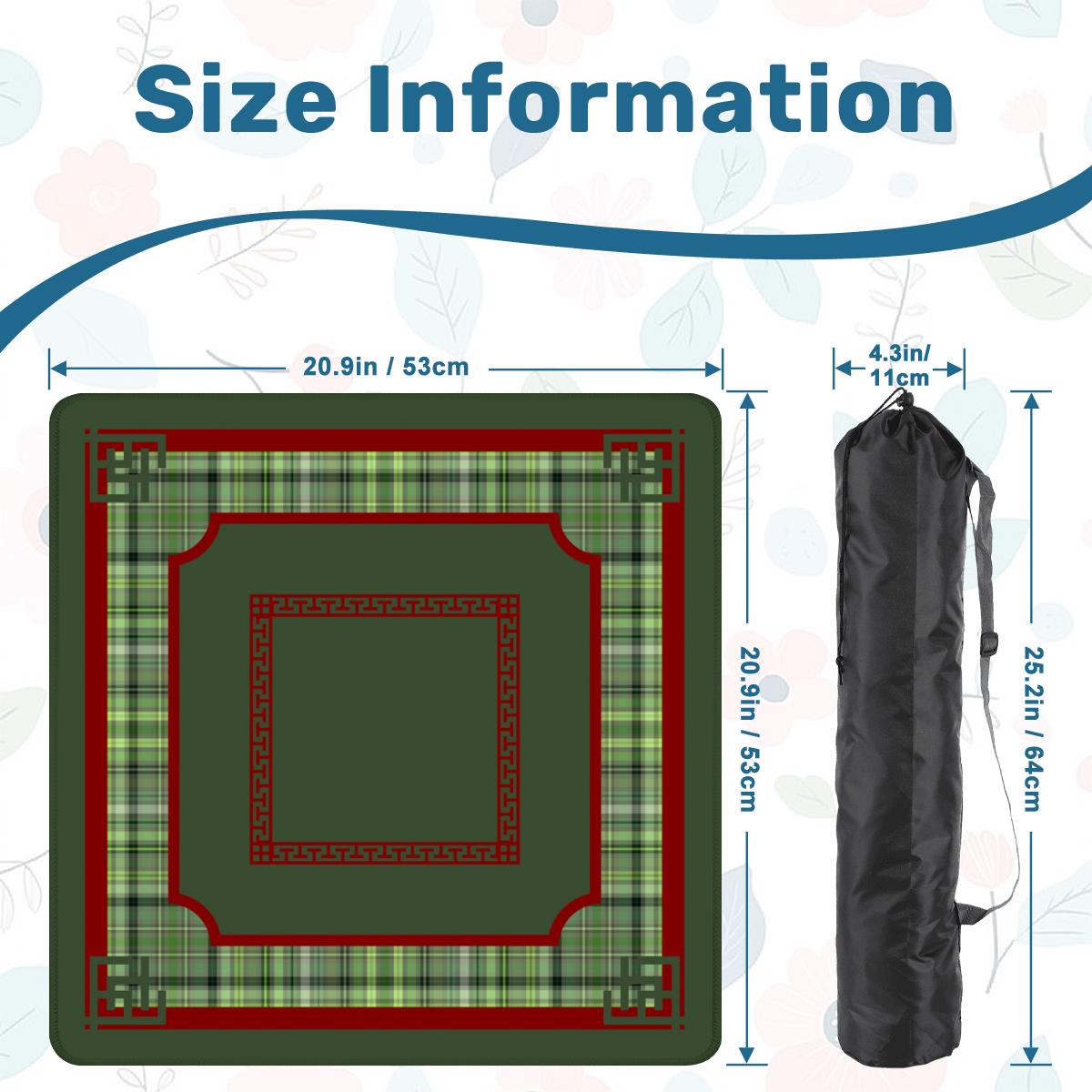 Olive Plaid Travel Mahjong Mat: Mahj Game Tabletop (20.9-inch)