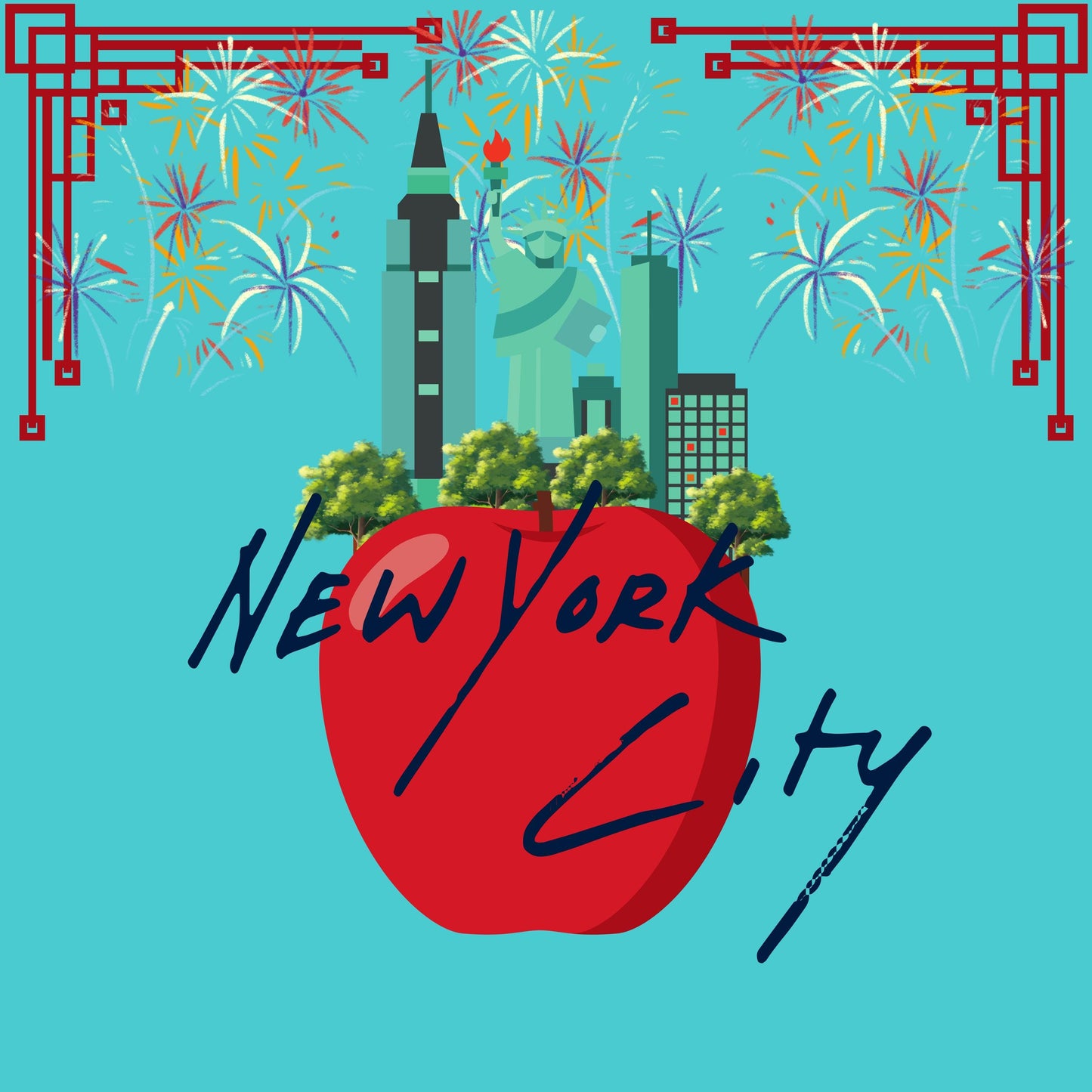 New York City Blue Mahjong Mat: Mahj Game Tabletop (31.5-inch)