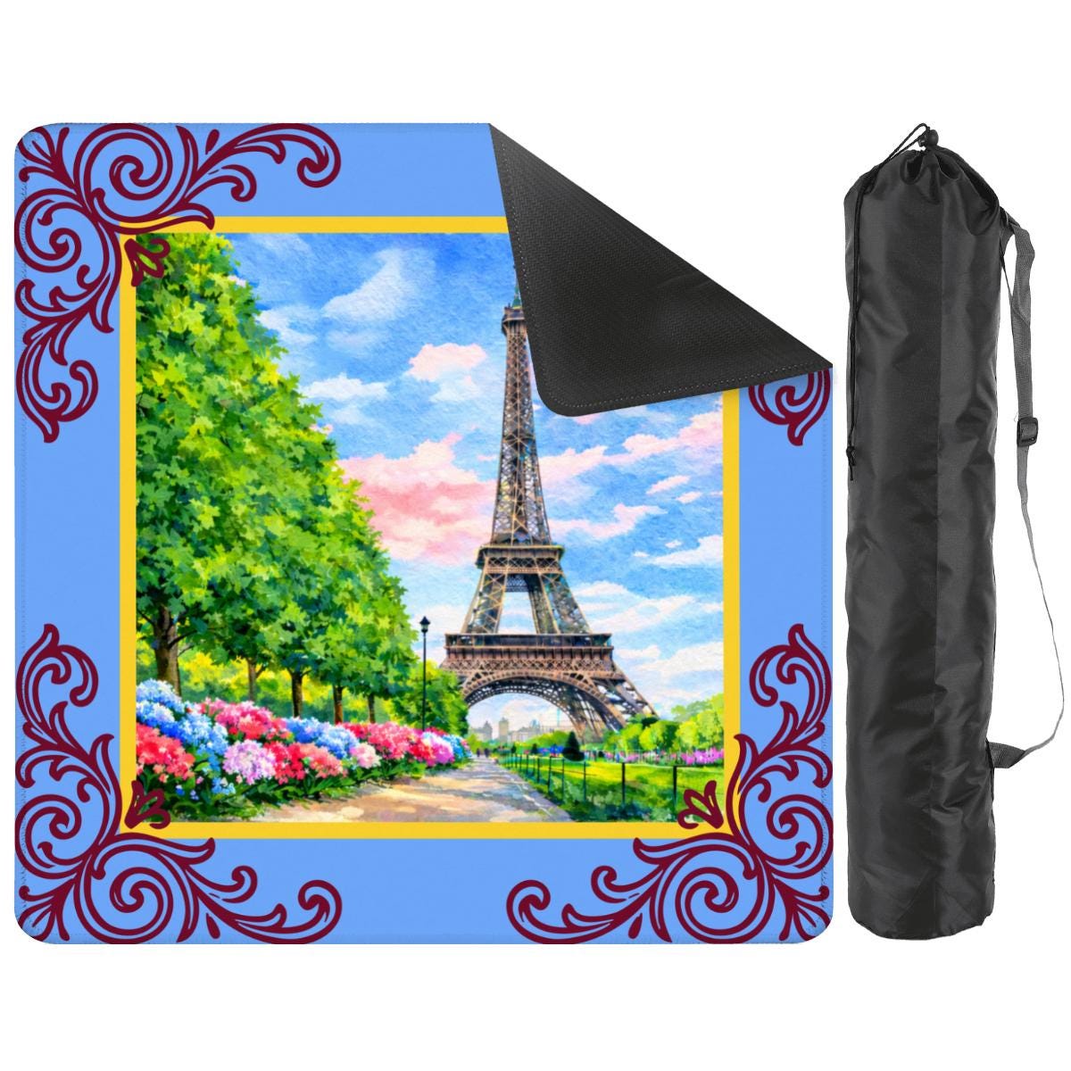 Paris Watercolor Abstract Mahjong Mat: Mahj Game Tabletop (31.5-inch)