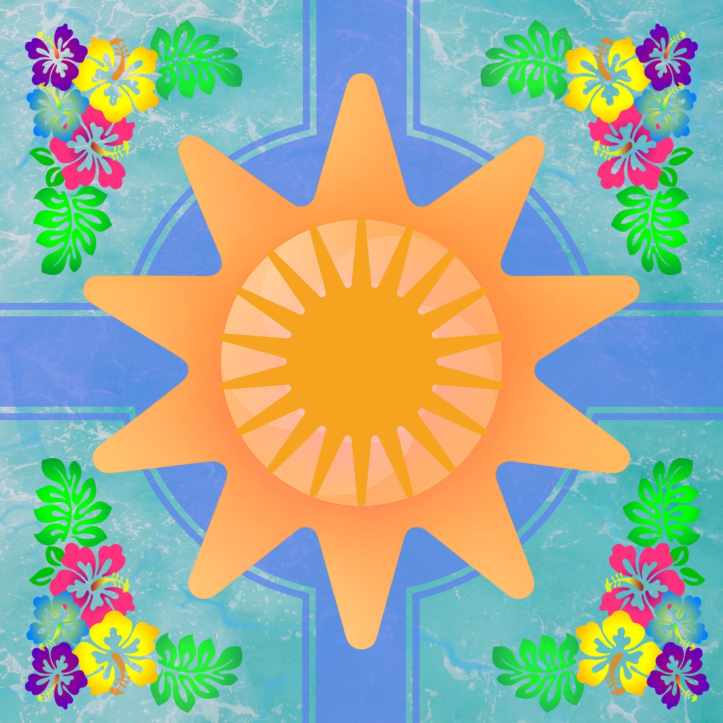 Hawaiian Sun Mahjong Mat: Mahj Game Tabletop (31.5-inch)