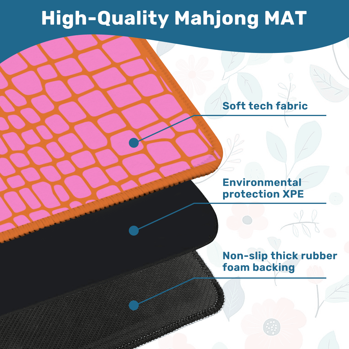 Pink & Orange Gator Mahjong Mat: Mahj Game Tabletop (31.5-inch)