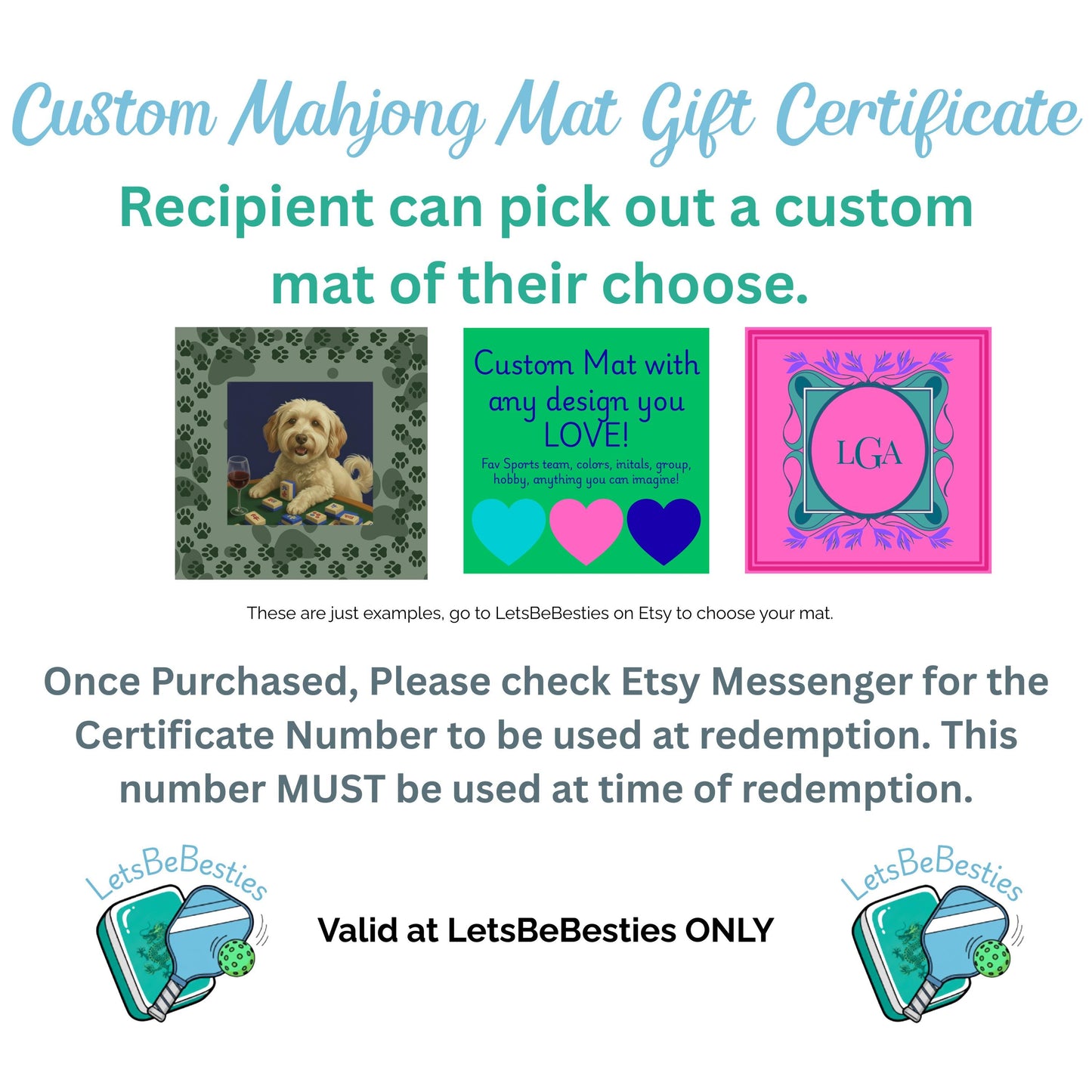 Gift Card- Mahjong Mat value for a Custom Mat