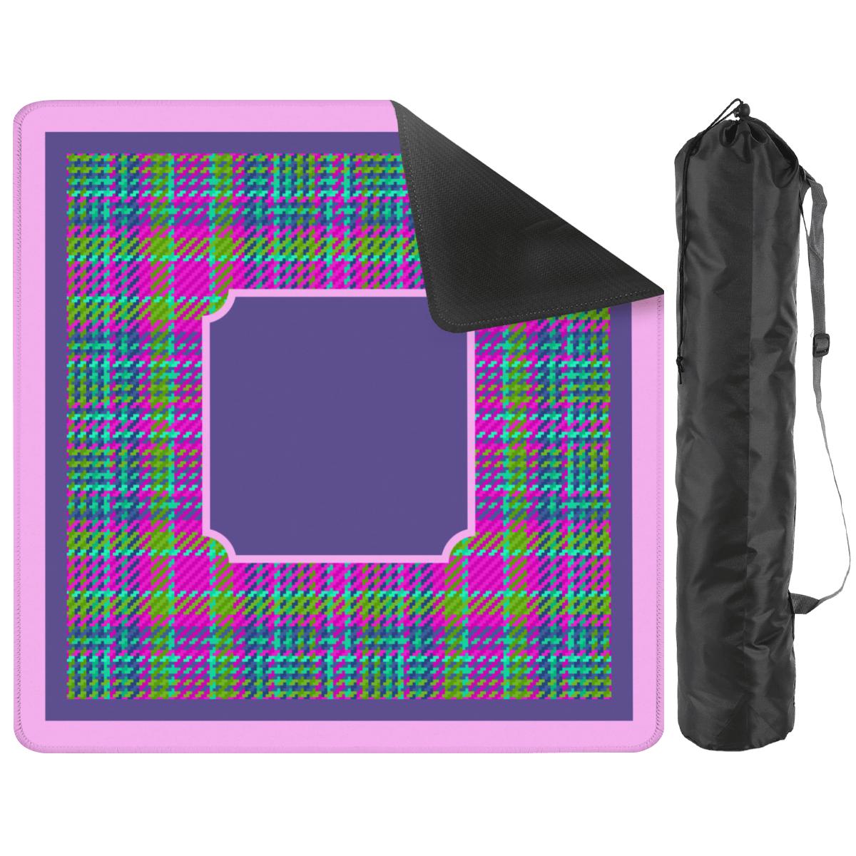 Purple and Pink Plaid Travel Mahjong Mat: Mahj Game Tabletop (20.9-inch)