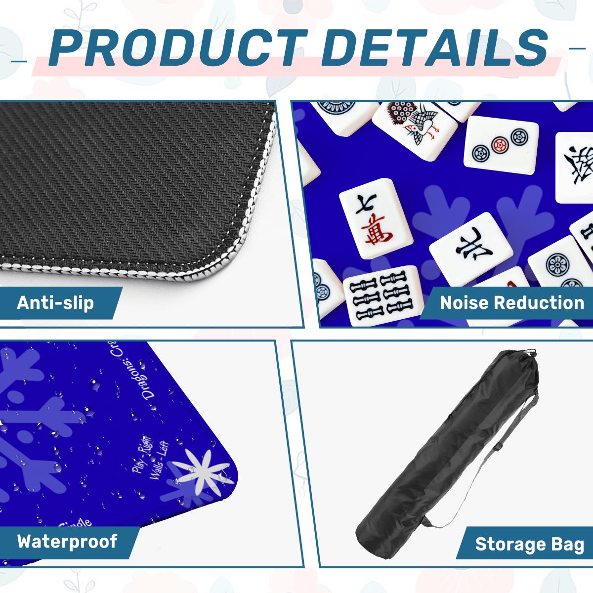 Snowflake Holiday Mahjong Mat: Mahj Game Tabletop (31.5-inch)