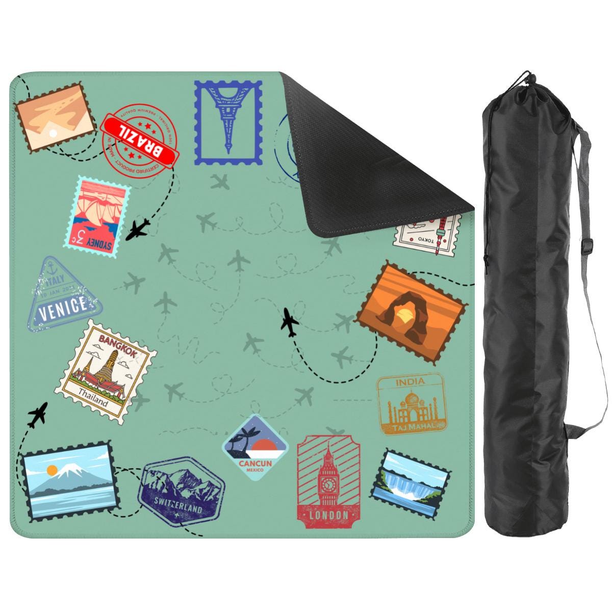 Travel Stamps Travel Mahjong Mat: Mahj Travel-size (20.95-inch)