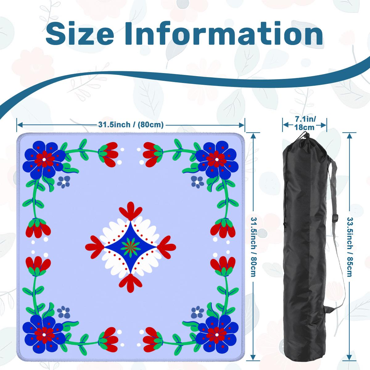 Primary Floral Red and White Mahjong Mat: Mahj Game Tabletop (31.5-inch)