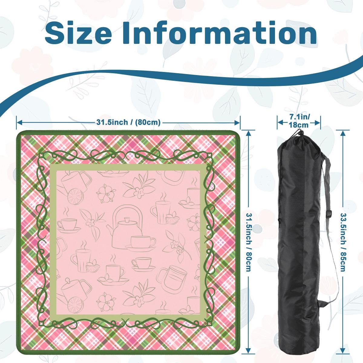 Spill the Tea Plaid Mahjong Mat: Non-Slip Polyester, 31.5" Square