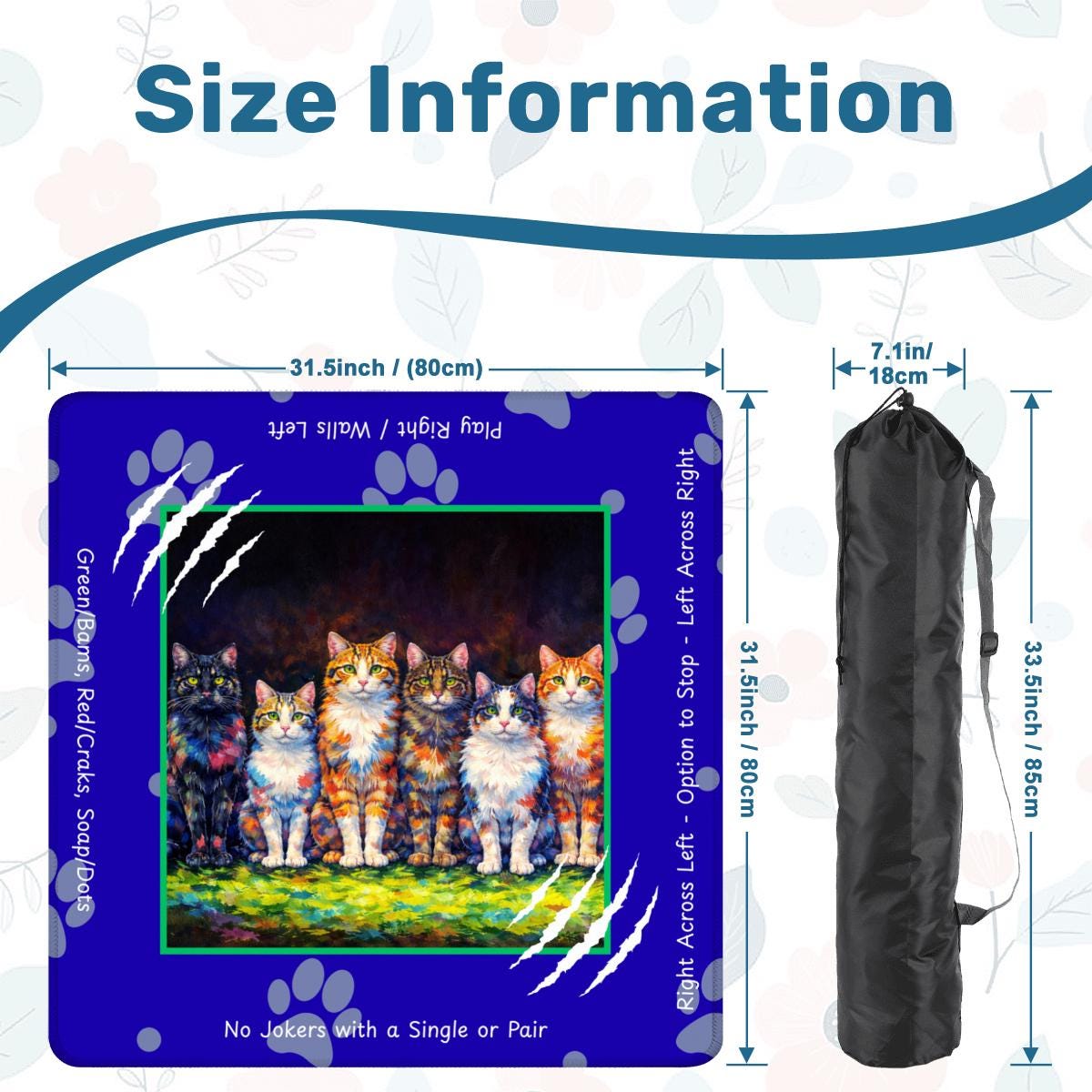 Cats Play Mahj with Directions Mahjong Mat