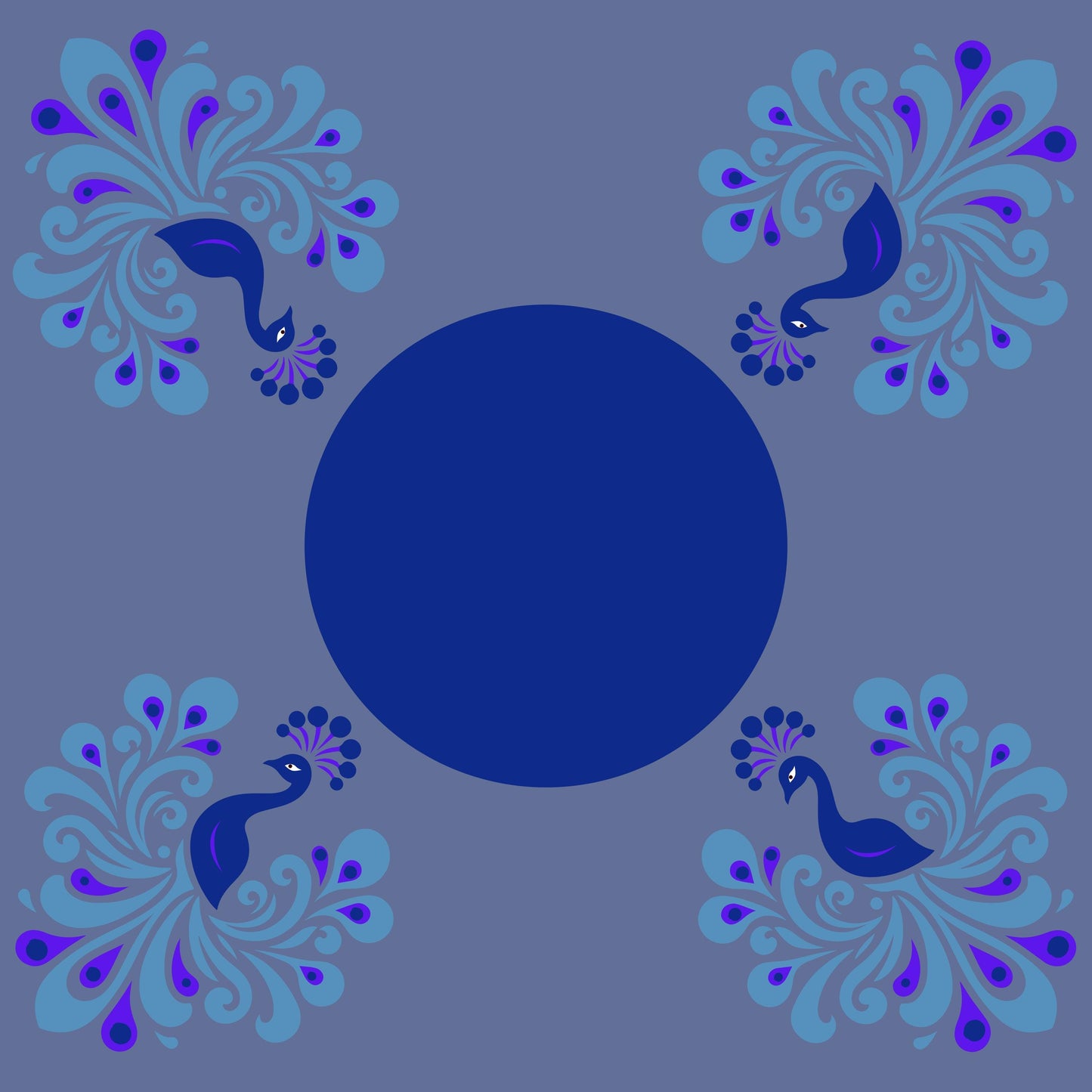 Blue Peacock Mahjong Mat: Mahj Game Tabletop (31.5-inch)