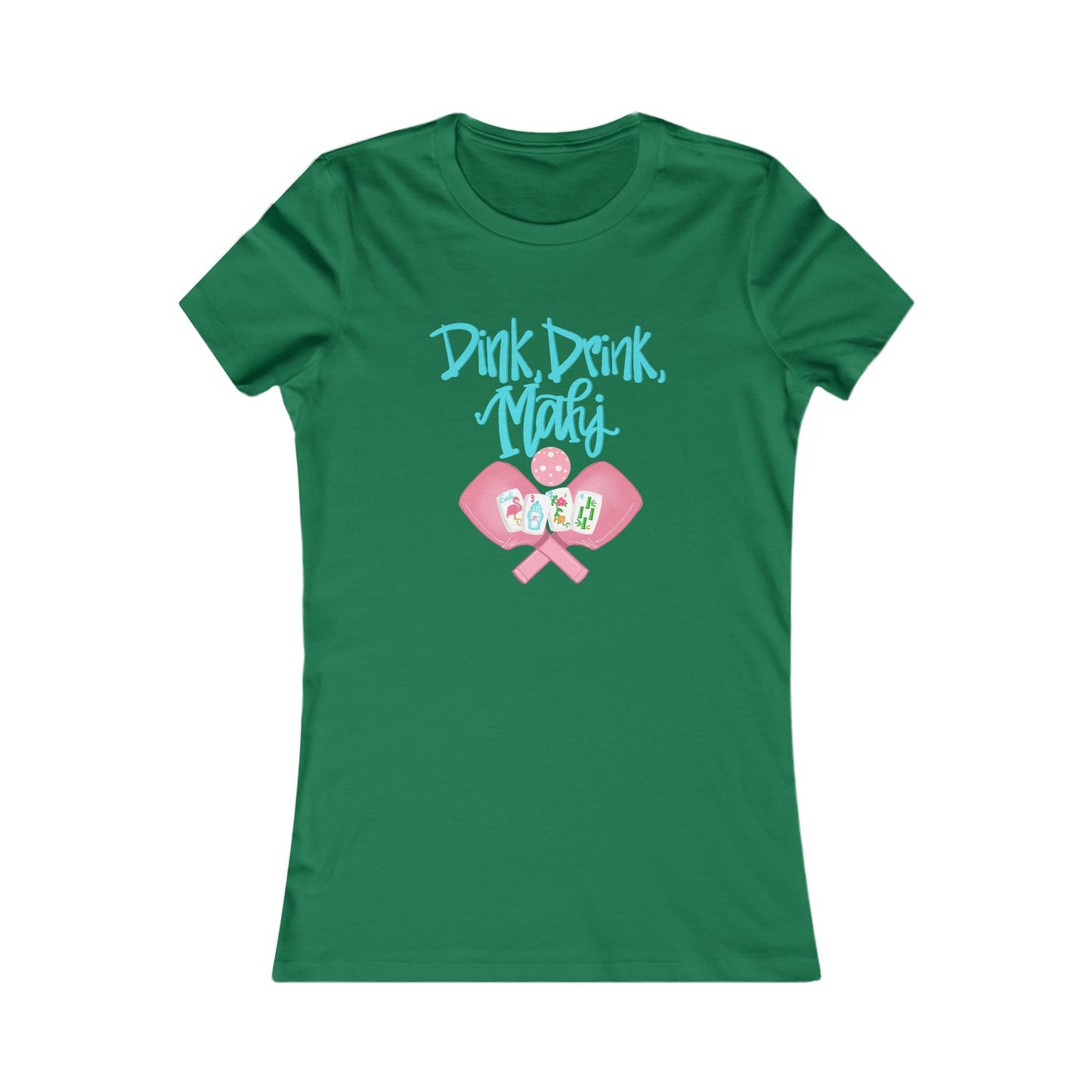 Women's Favorite Tee - Dink Drink and Mahj. Mahjong and Pickleball Fun Graphic Tee Shirt for Parties, Gifts, Friends, Drinks, Summer Style