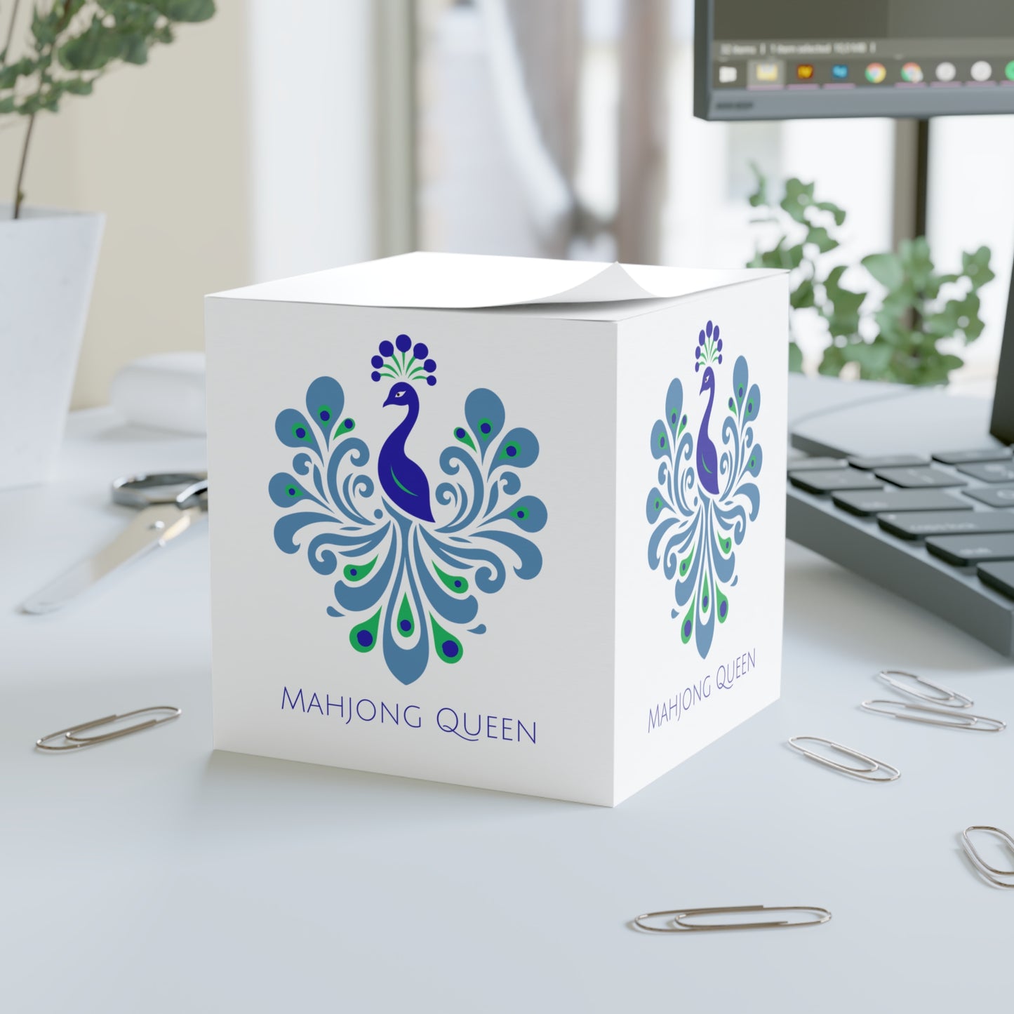 Mahjong Queen Note Cube, Desk Organizer, Gift for Mahjong Lovers