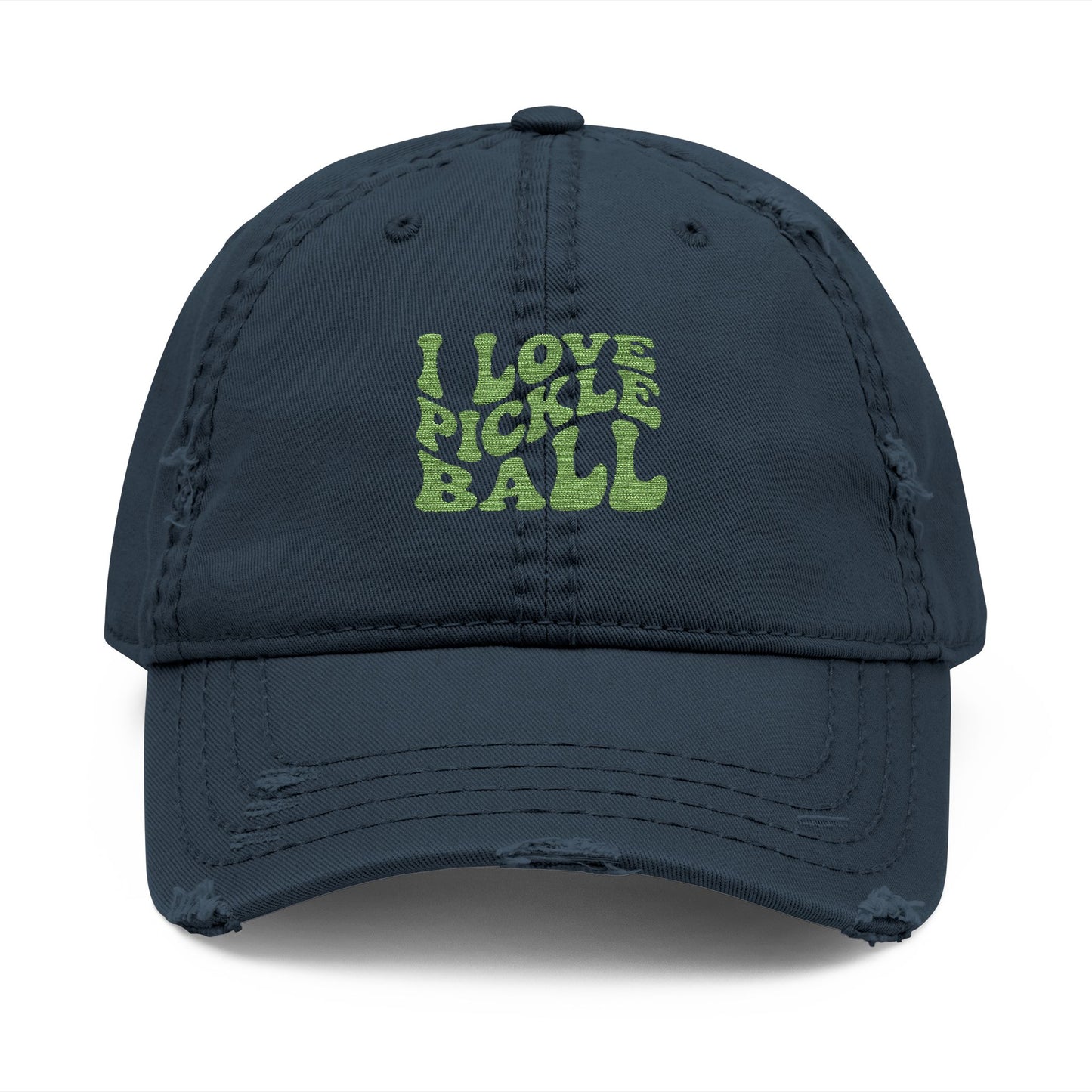 Distressed Pickleball Hat with I Love Pickle Ball Embroidery - Trendy Cap for Sports Lovers, Casual Outings, Gifts for Pickleball Players