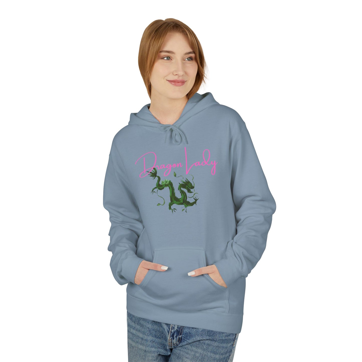 Mahjong Dragon Lady Fleece Hoodie - Cozy, Unisex, Gift for Her, Mahj Lover!