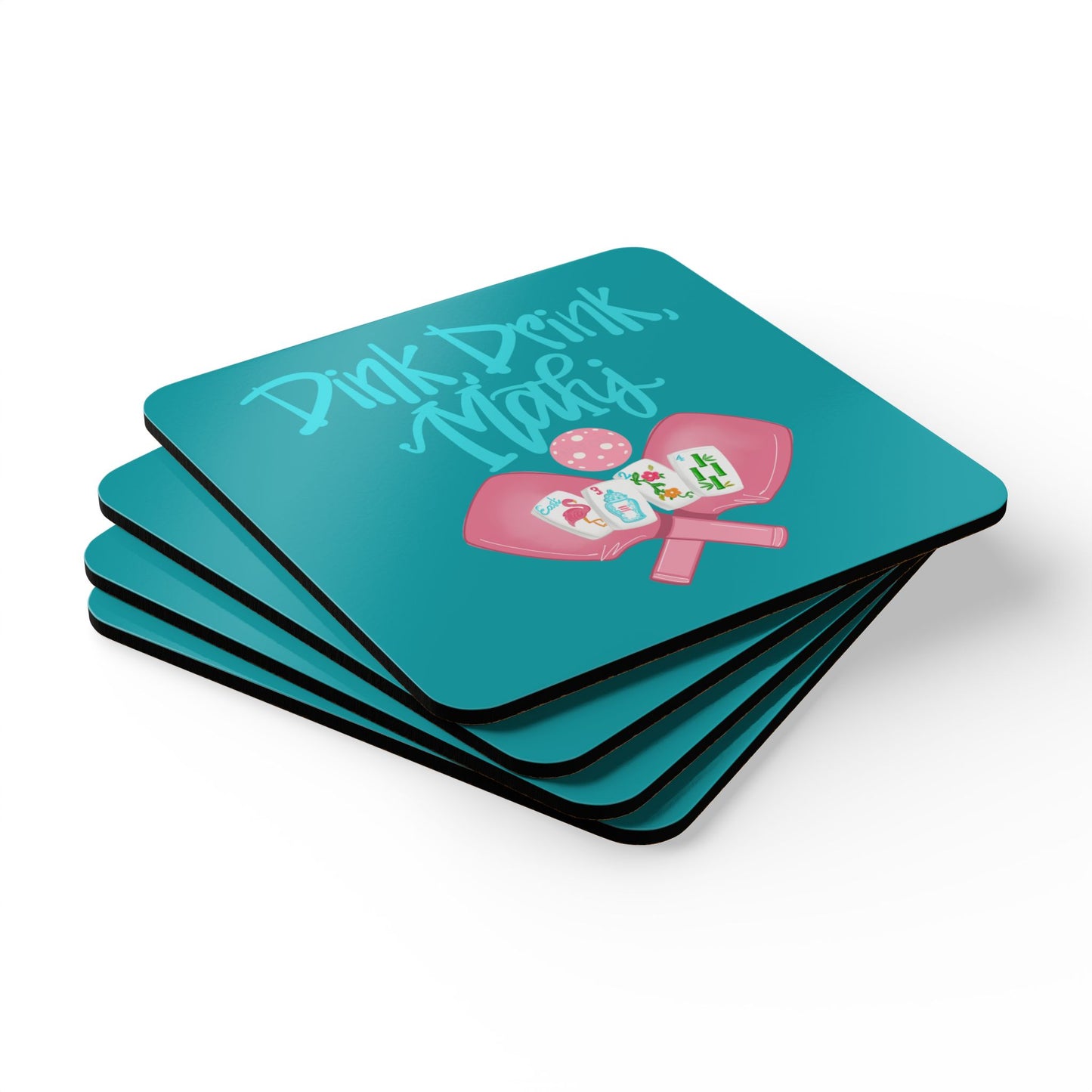Mahjong & Pickleball Coaster Set - Dink Drink Mahj, Beach Decor, Housewarming Gift, Summer Mahjong and Pickleball Party Accessories