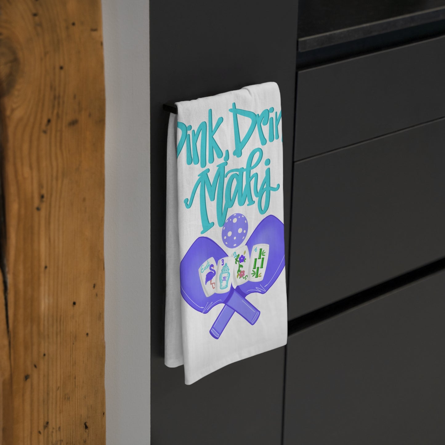 Everyone Loves a  Mahjong &Pickleball Tea Towel, Funny Kitchen Towel, Gift for Mahj and Pickleball, Playful Home Decor