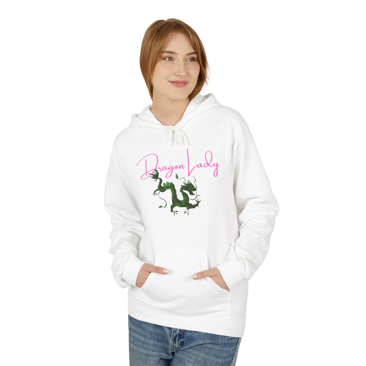 Mahjong Dragon Lady Fleece Hoodie - Cozy, Unisex, Gift for Her, Mahj Lover!