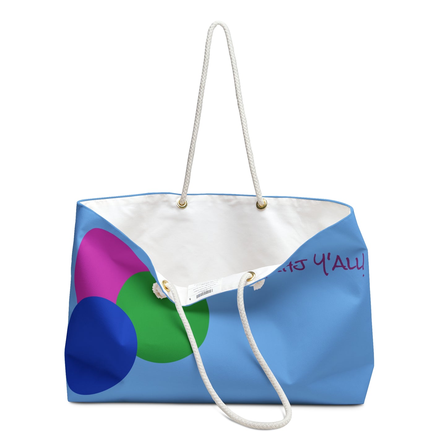 Fun Colorful Weekender Bag for Travel, Let's Mahj Y'all, Tote, Gym Bag, Beach Bag, Perfect for Mahjong Nights, Gifts