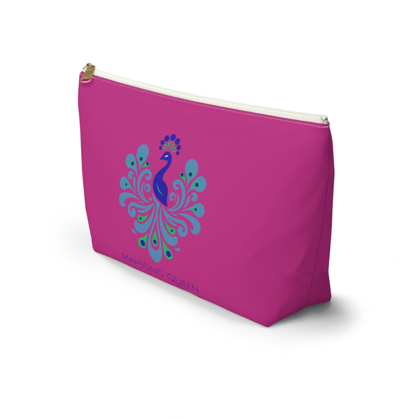 Vibrant Pink Mahjong Queen Accessory Pouch | Makeup Bag, Travel Organizer, Mahjong Colorful Pouch