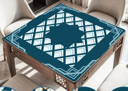 Slate Blue Diamonds Mahjong Mat with Border: Mahj Game Tabletop (31.5-inch)