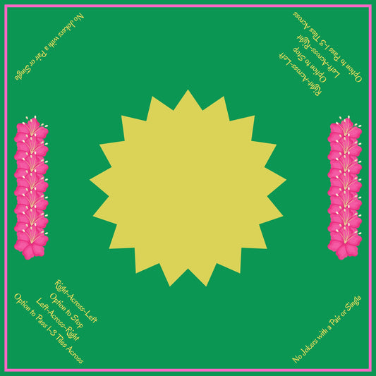 Green Sunshine Mahjong Mat with Instructions: Mahj Game Tabletop (31.5-inch)