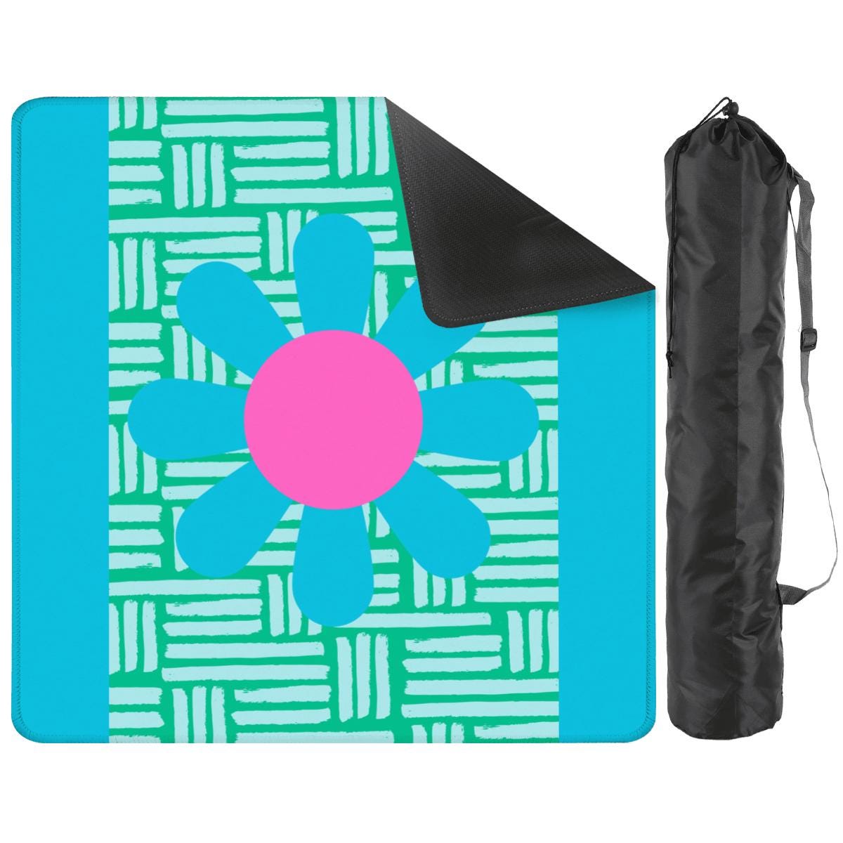Large Blue Daisy Mahjong Mat: Mahj Game Tabletop (31.5-inch)