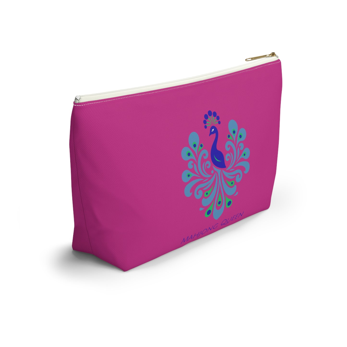 Vibrant Pink Mahjong Queen Accessory Pouch | Makeup Bag, Travel Organizer, Mahjong Colorful Pouch