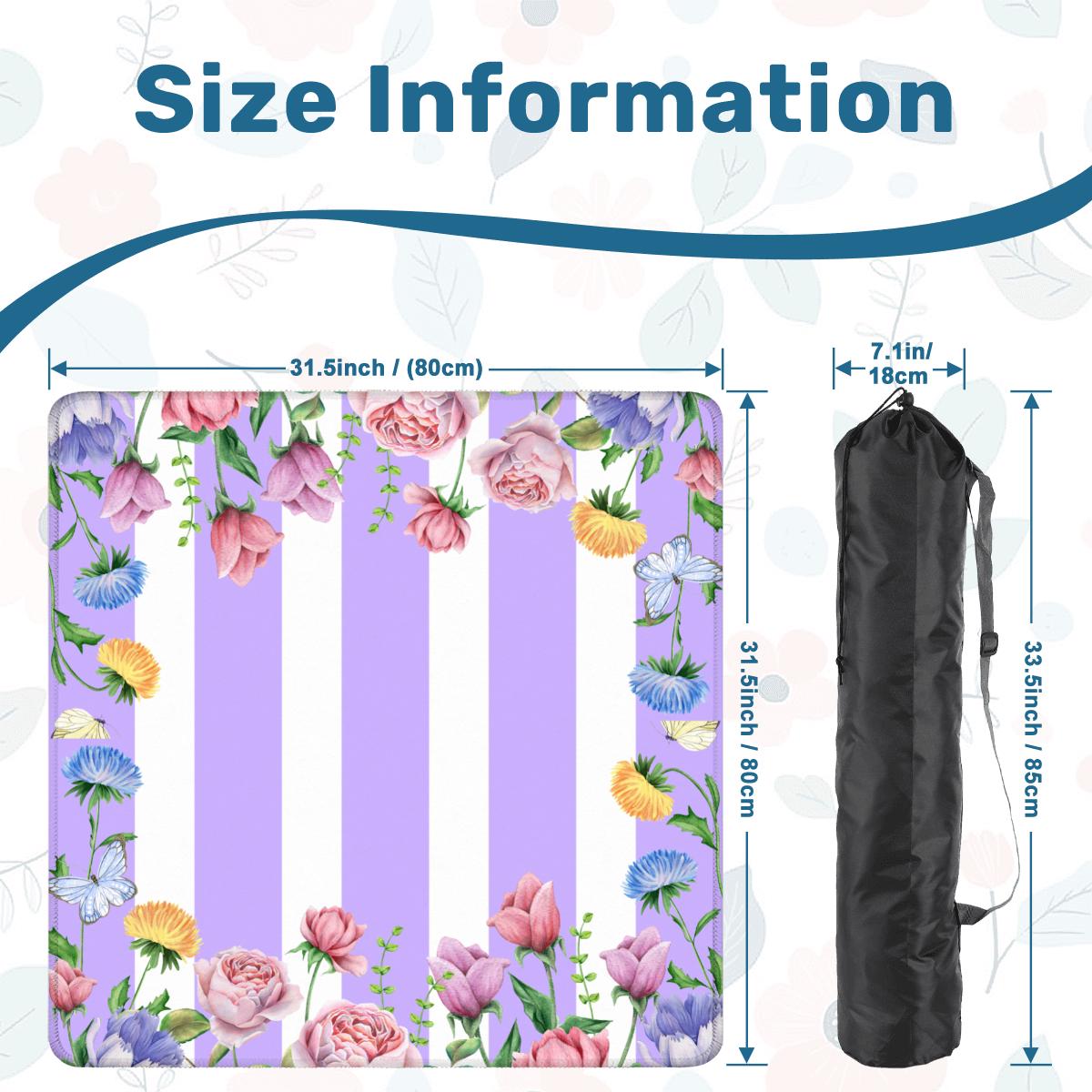 Purple stripe Floral Stripe Mahjong Mat: Mahj Game Tabletop (31.5-inch)