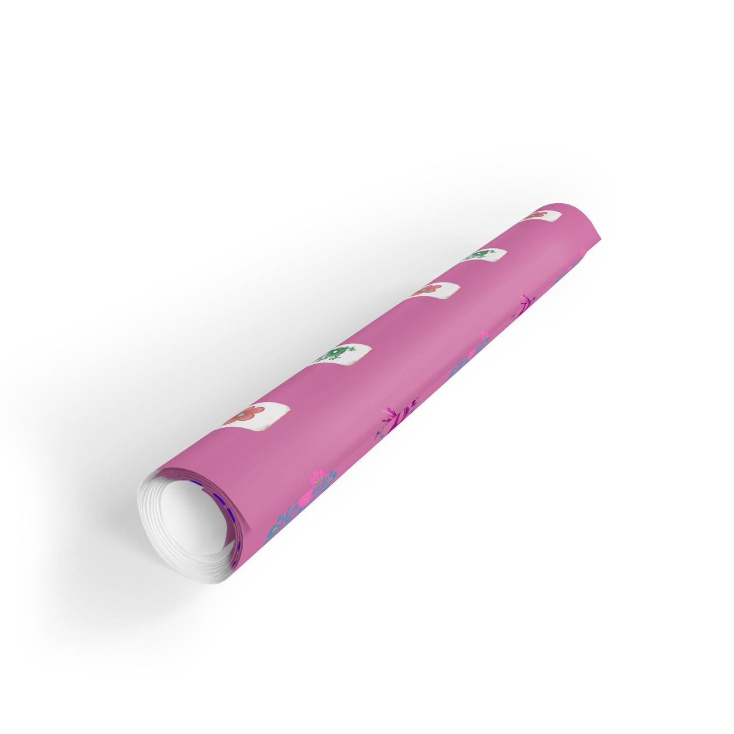 Mahjong Tiles Pattern Gift Wrap Roll | Pink Wrapping Paper