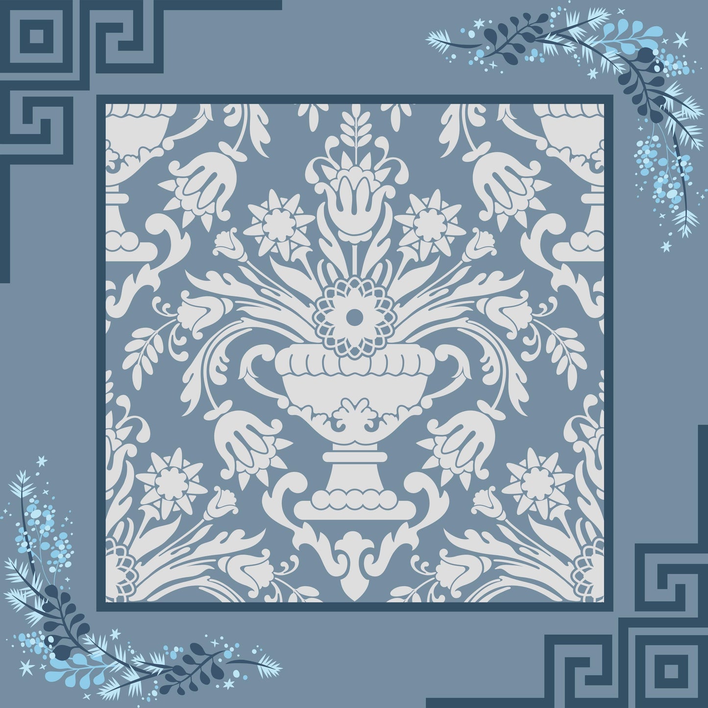 Blue and Gray Calm Mahjong Mat: Mahj Game Tabletop (31.5-inch)