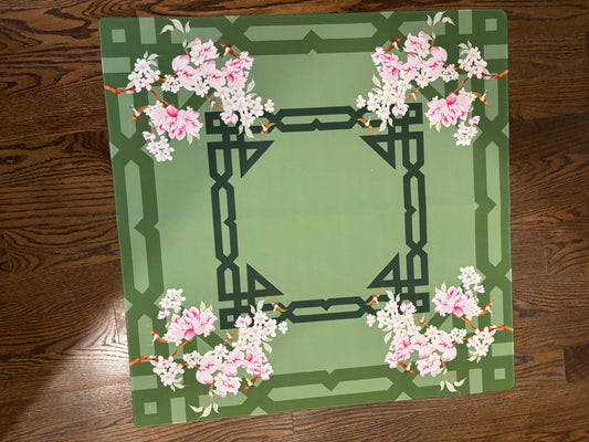 Green Bamboo Blossoms Mahjong Mat: Mahj Game Tabletop (31.5-inch)