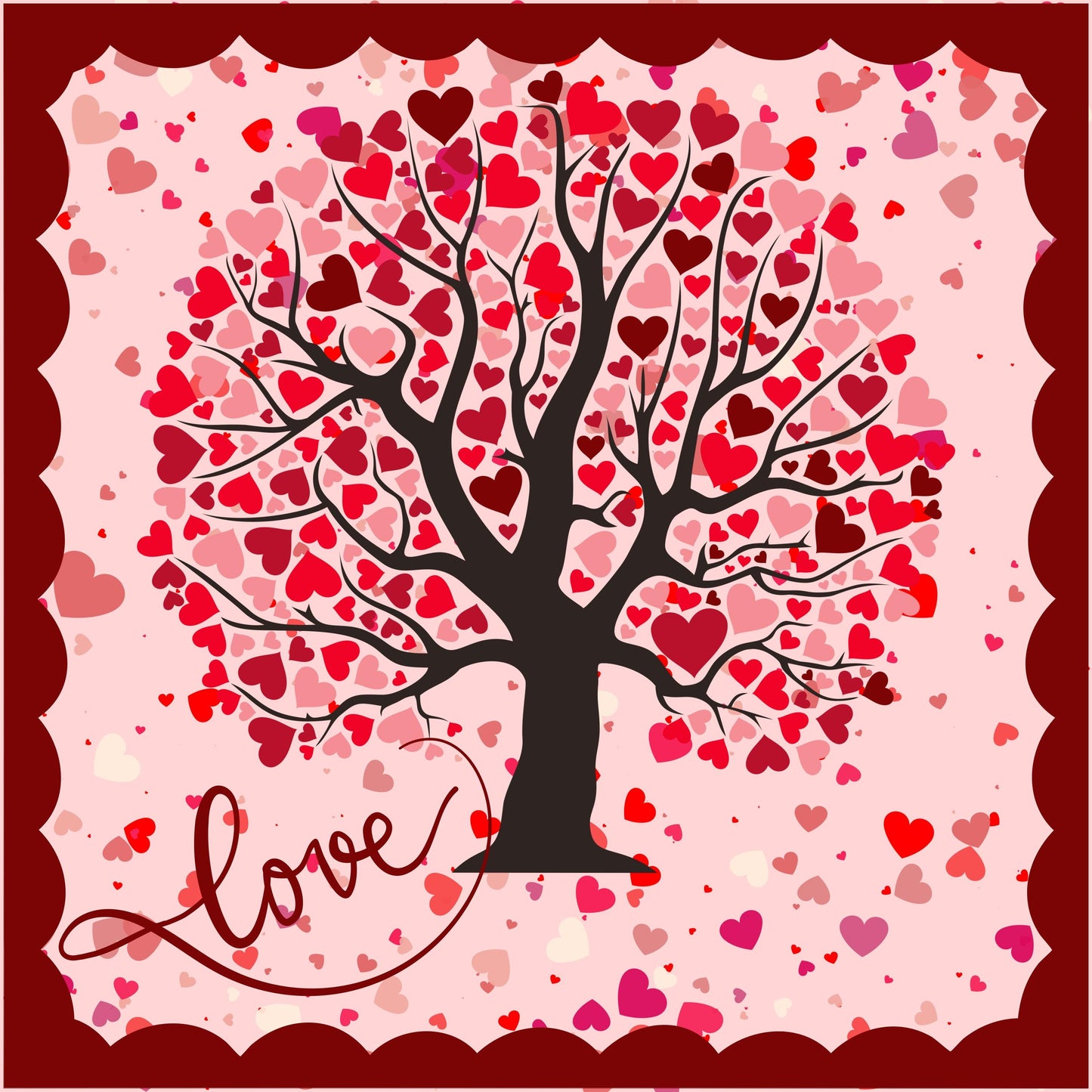 Valentines Day Hearts Mahjong Mat: Mahj Game Tabletop (31.5-inch)