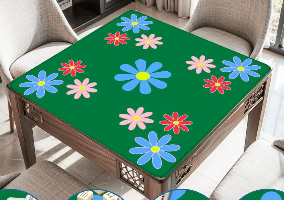 MOD Daisies Mahjong Mat: Mahj Game Tabletop (31.5-inch)