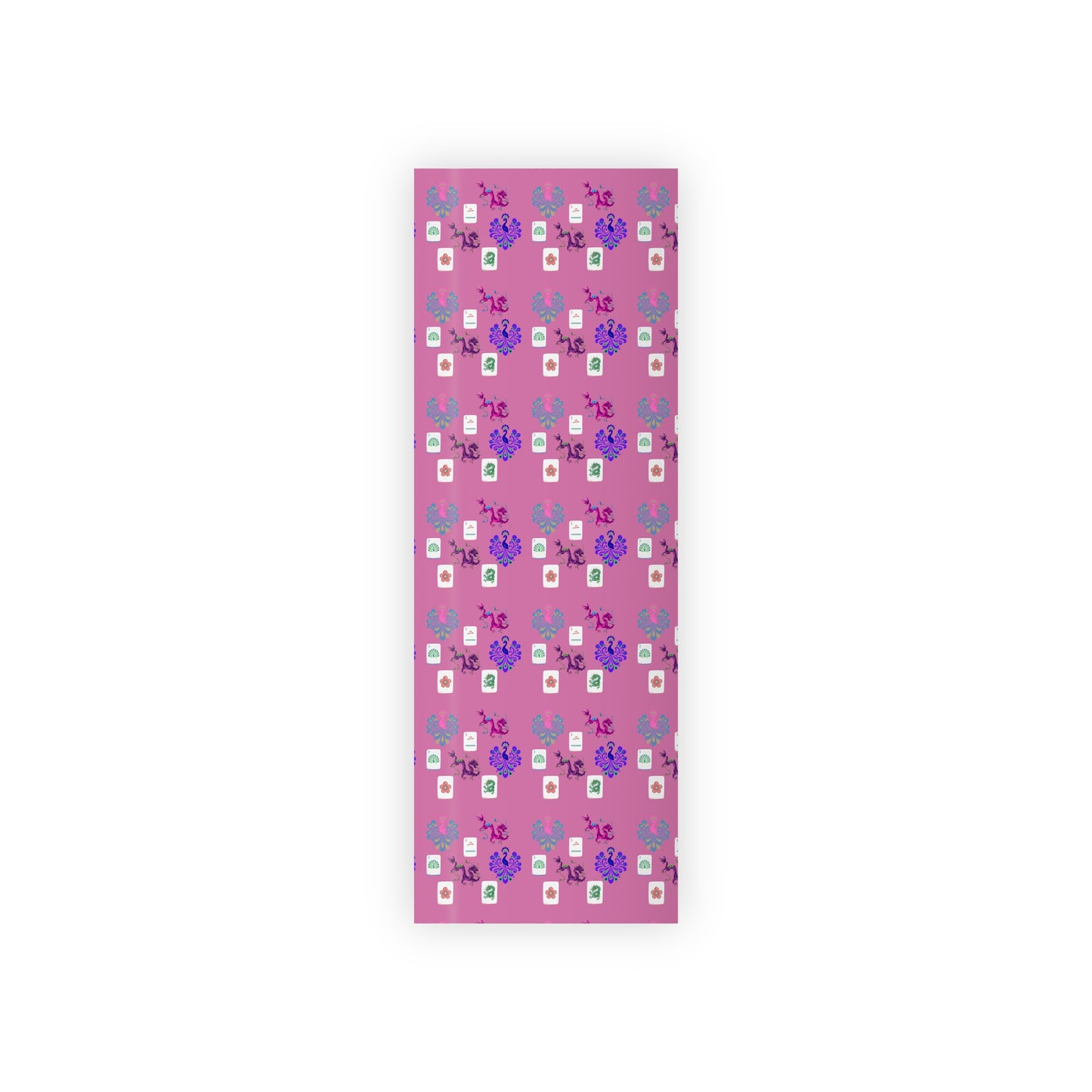 Mahjong Tiles Pattern Gift Wrap Roll | Pink Wrapping Paper