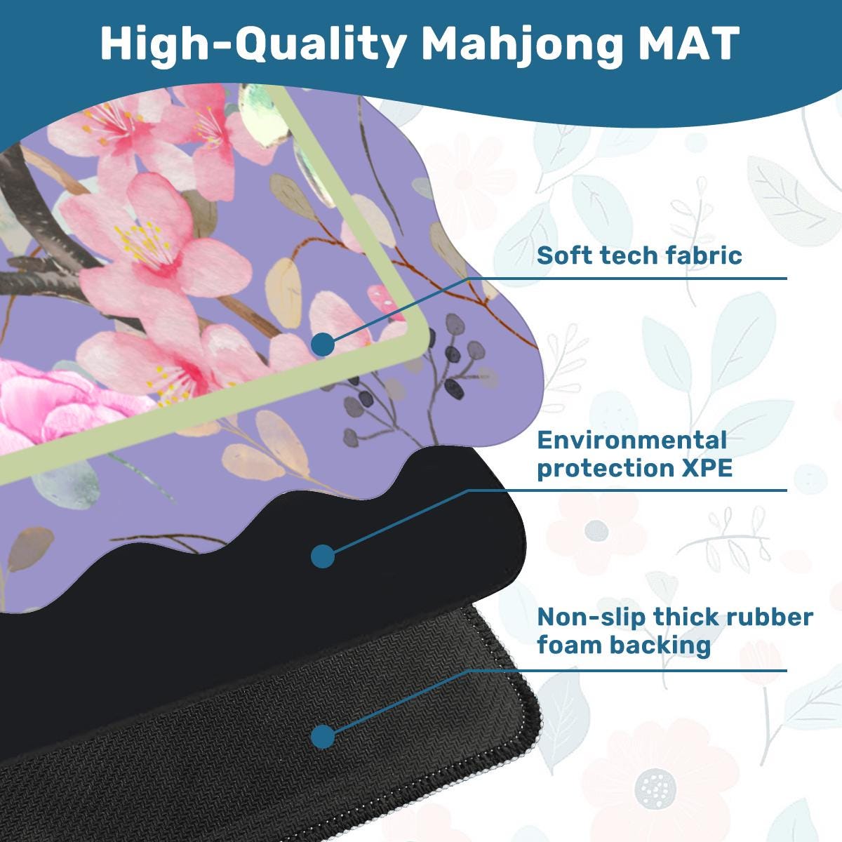 Scalloped Flowers and the Vines Mahjong Mat