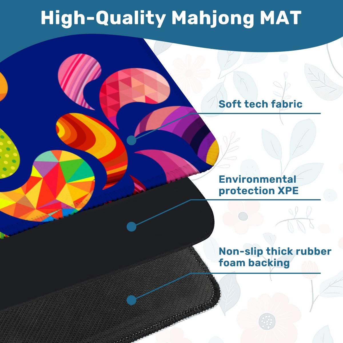 Color Explosion Mahjong Mat: Mahj Game Tabletop (31.5-inch)