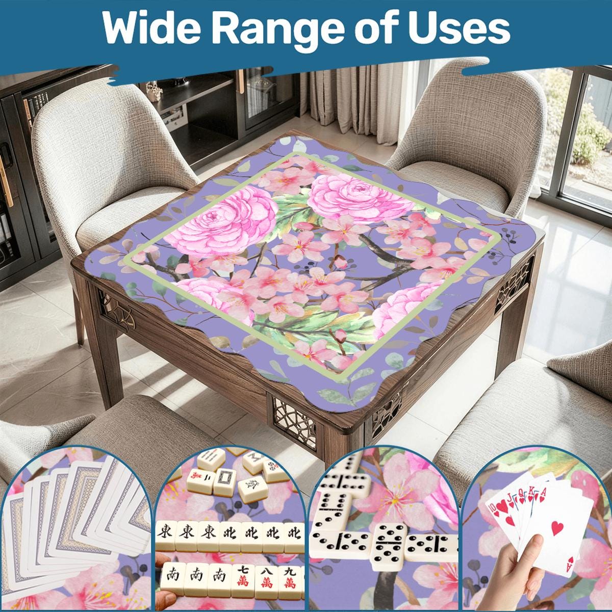 Scalloped Flowers and the Vines Mahjong Mat