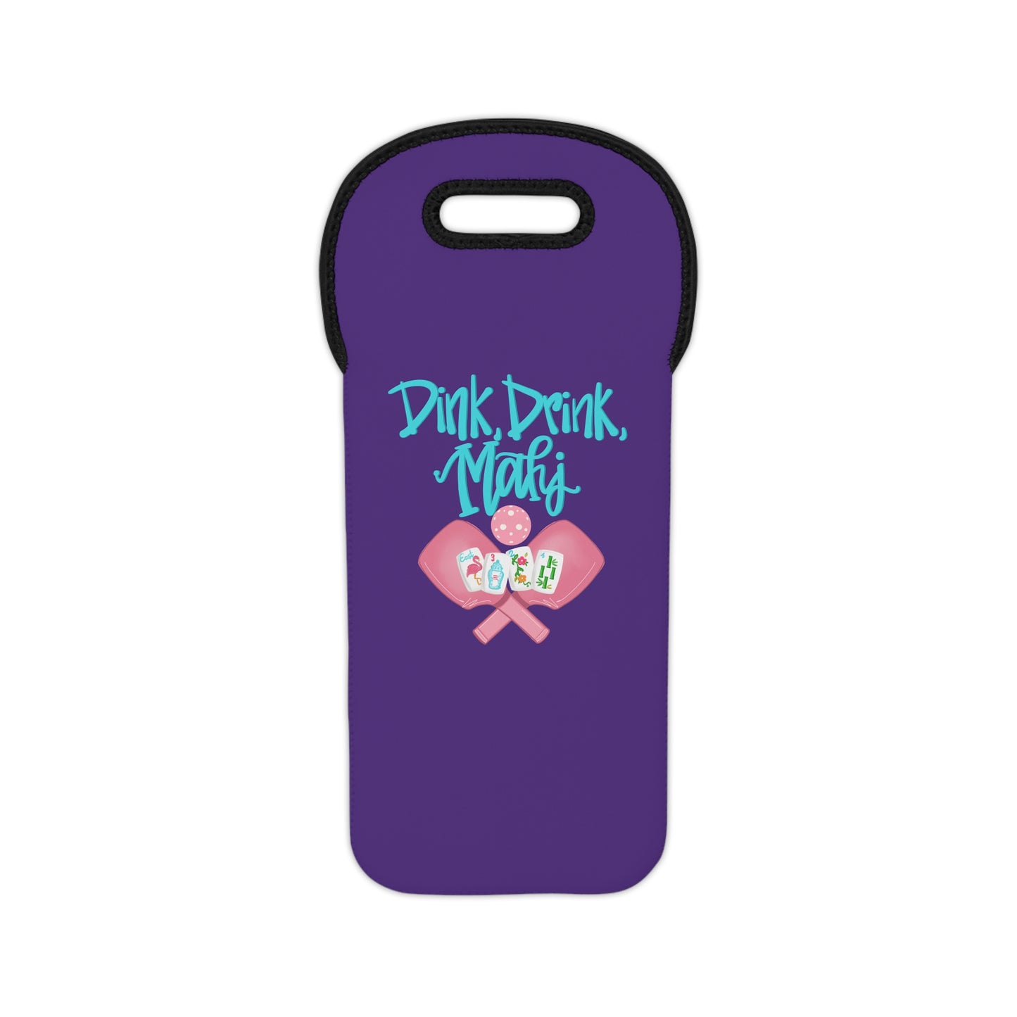 Dink Drink Mahj Wine Tote Bag, Holiday Gift, Wine Tote, Pickleball and Mahjong Lover