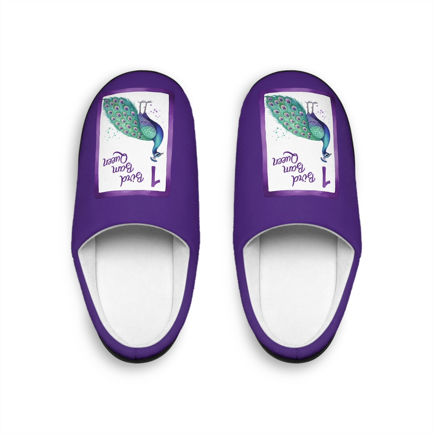 Purple Peacock Bird Bam Mahjong Women's Slippers - Cozy Mahj House Shoes, Gift for Her