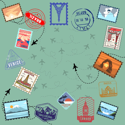 Travel Stamps Travel Mahjong Mat: Mahj Travel-size  (20.95-inch)