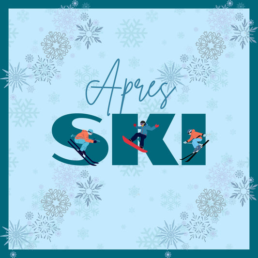 Apres Skiing in Teal with Skiers Mahjong Mat: Mahj Game Tabletop (31.5-inch)