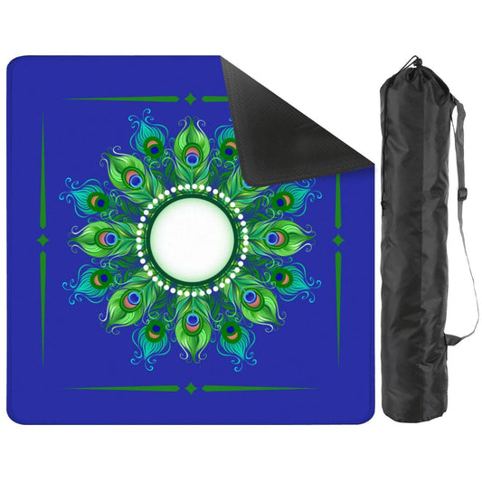 Peacock Circle Mahjong Mat: Mahj Game Tabletop (31.5-inch)