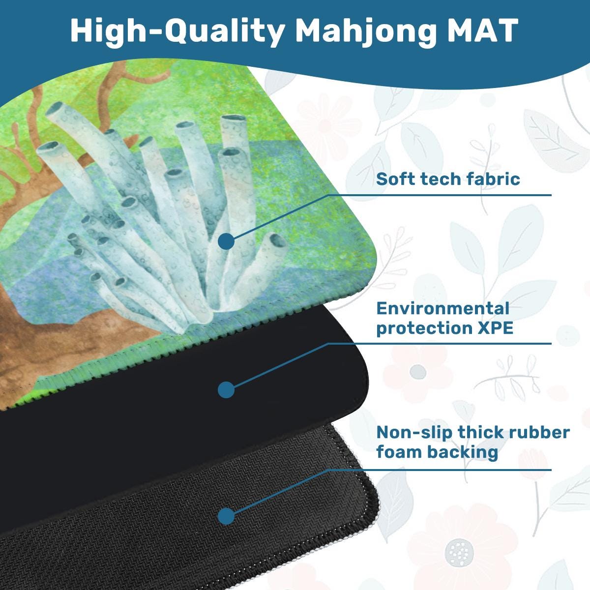 Coral Lake Mahjong Mat Tabletop (31.5-inch)